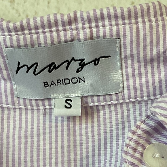 Margo Baridon Striped Buttondown in Purple Size Small - Picture 5 of 8
